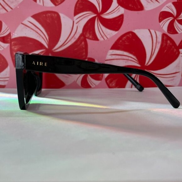 AIRE Abstraction Black Square Sunglasses Khaki Polarized Lens Unisex NWOT - Picture 4 of 6